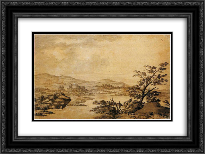 Landscape Study Development from a Blot 24x18 Black Ornate Wood Framed Art Print Poster with Double Matting by Wright, Joseph