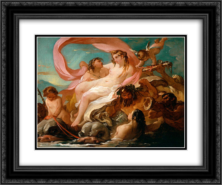 Venus Emerging from the Sea 24x20 Black Ornate Wood Framed Art Print Poster with Double Matting by Vien, Joseph Marie
