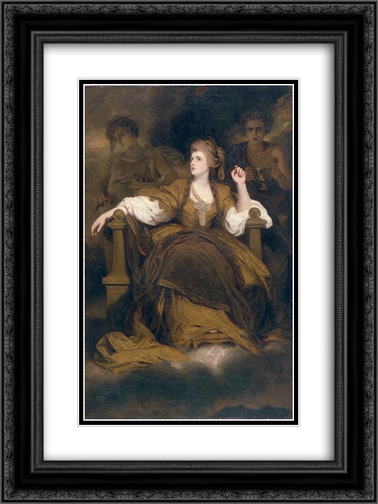 Mrs Siddons as the Tragic Muse 18x24 Black Ornate Wood Framed Art Print Poster with Double Matting by Reynolds, Joshua