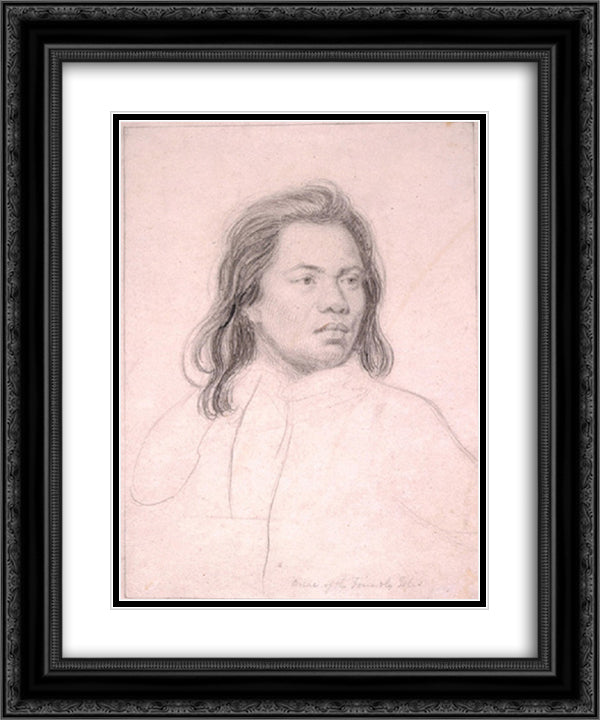 Omai of the Friendly Isles 20x24 Black Ornate Wood Framed Art Print Poster with Double Matting by Reynolds, Joshua