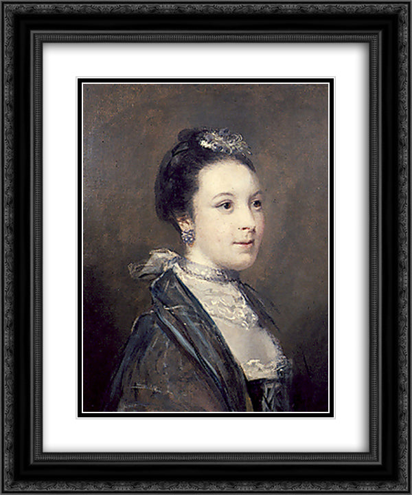 Portrait of a Lady 20x24 Black Ornate Wood Framed Art Print Poster with Double Matting by Reynolds, Joshua