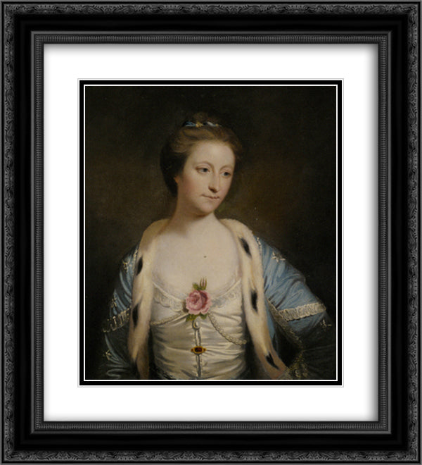 Portrait of Mary Barnardiston 20x22 Black Ornate Wood Framed Art Print Poster with Double Matting by Reynolds, Joshua