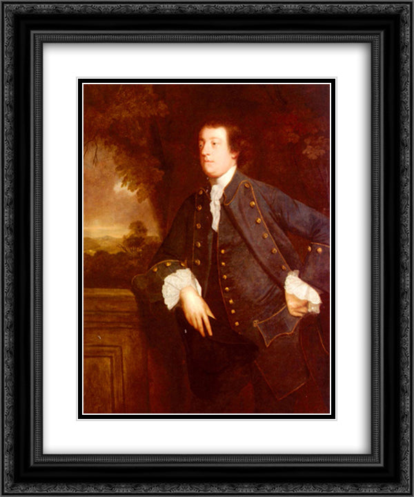 Portrait of Sir William Lowther, 3rd BT 20x24 Black Ornate Wood Framed Art Print Poster with Double Matting by Reynolds, Joshua