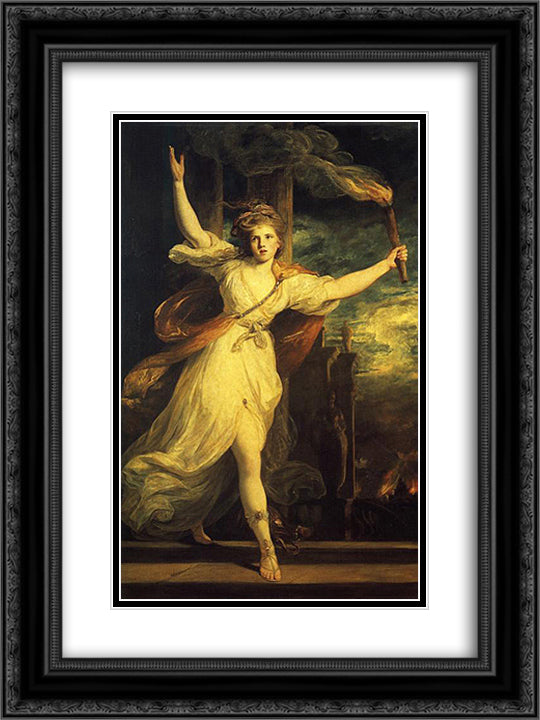 Thais of Ahens with Tourch 18x24 Black Ornate Wood Framed Art Print Poster with Double Matting by Reynolds, Joshua