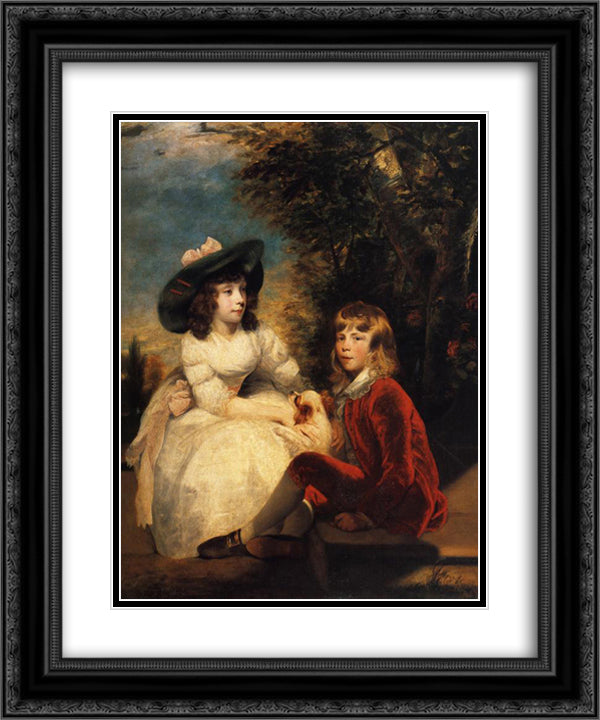 The Children of John Julius Angerstein 20x24 Black Ornate Wood Framed Art Print Poster with Double Matting by Reynolds, Joshua
