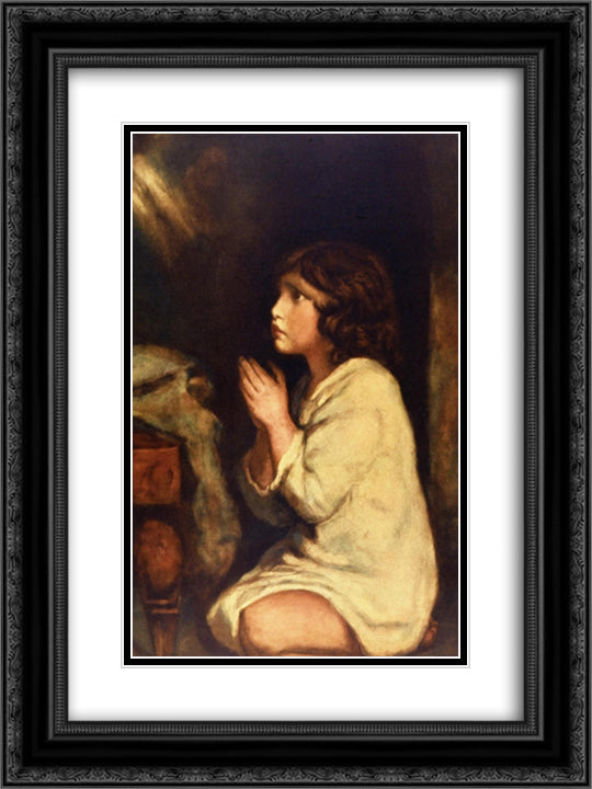 The Infant Samuel at Prayer 18x24 Black Ornate Wood Framed Art Print Poster with Double Matting by Reynolds, Joshua