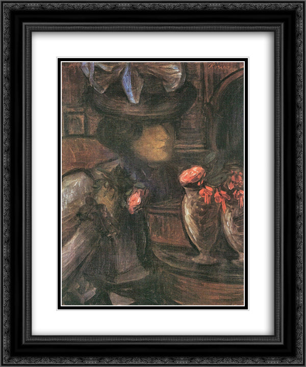 Jeune femme de Paris 20x24 Black Ornate Wood Framed Art Print Poster with Double Matting by Rippl Ronai, Jozsef