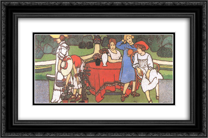 Painting for the Schiffer Villa 24x16 Black Ornate Wood Framed Art Print Poster with Double Matting by Rippl Ronai, Jozsef