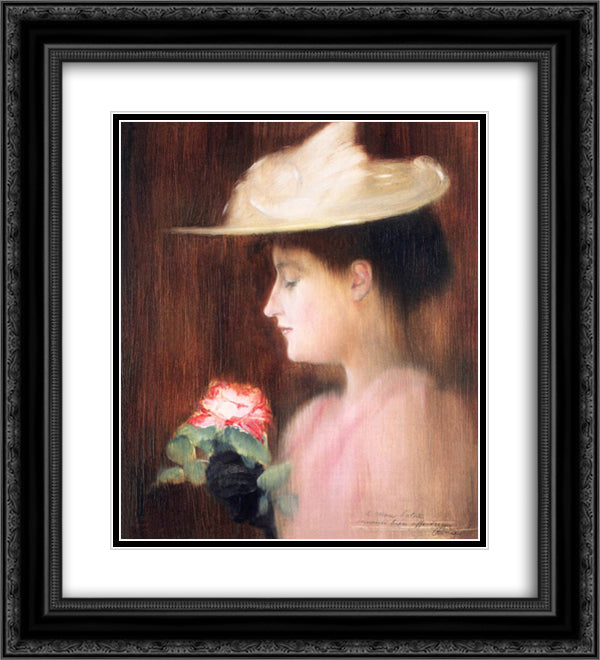 Portrait of Mrs. Pataki 20x22 Black Ornate Wood Framed Art Print Poster with Double Matting by Rippl Ronai, Jozsef