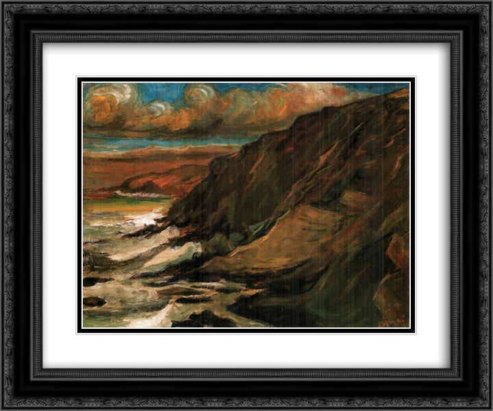 Romantic Landscape 24x20 Black Ornate Wood Framed Art Print Poster with Double Matting by Rippl Ronai, Jozsef