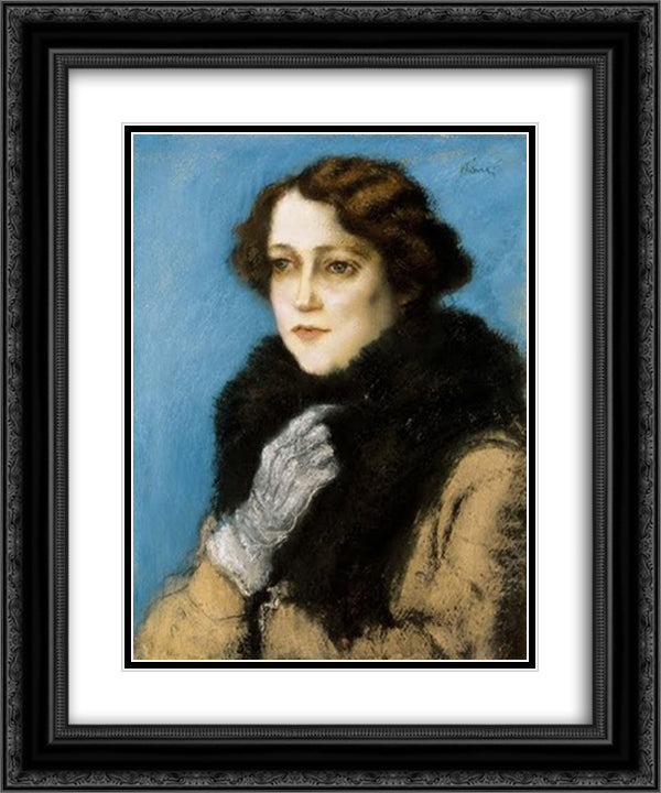 Terka Linzer 20x24 Black Ornate Wood Framed Art Print Poster with Double Matting by Rippl Ronai, Jozsef