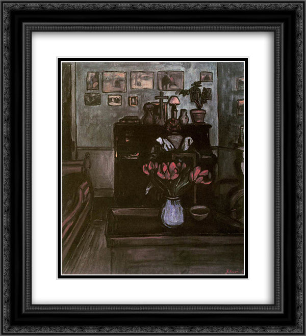 Twilight in an Intimate Room 20x22 Black Ornate Wood Framed Art Print Poster with Double Matting by Rippl Ronai, Jozsef