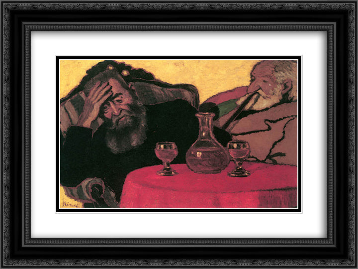 Uncle Piacsek dresser in front of the black. 24x18 Black Ornate Wood Framed Art Print Poster with Double Matting by Rippl Ronai, Jozsef