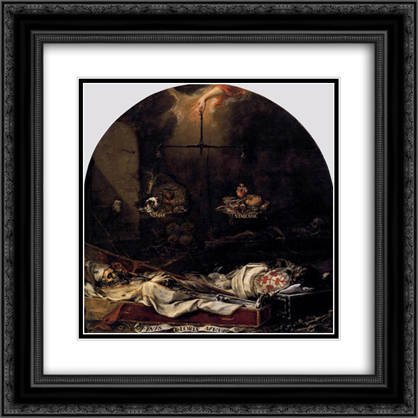 Finis Gloriae Mundi 20x20 Black Ornate Wood Framed Art Print Poster with Double Matting by Valdes Leal, Juan de