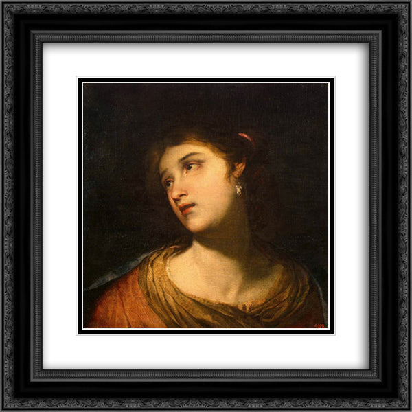 Head of a Woman 20x20 Black Ornate Wood Framed Art Print Poster with Double Matting by Valdes Leal, Juan de