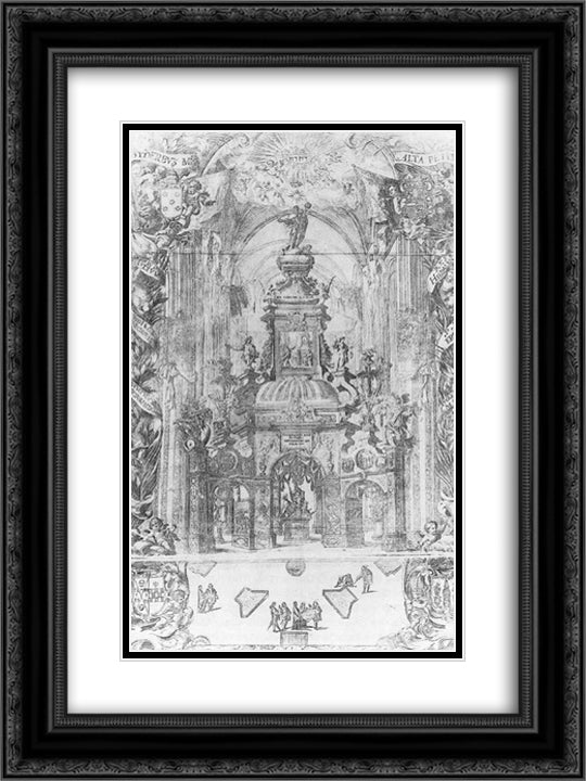 Monument to St. Ferdinand 18x24 Black Ornate Wood Framed Art Print Poster with Double Matting by Valdes Leal, Juan de