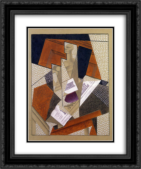 Bottle 20x24 Black Ornate Wood Framed Art Print Poster with Double Matting by Gris, Juan