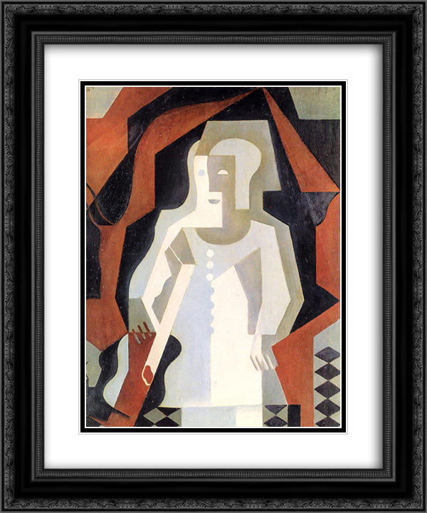 Clown 20x24 Black Ornate Wood Framed Art Print Poster with Double Matting by Gris, Juan