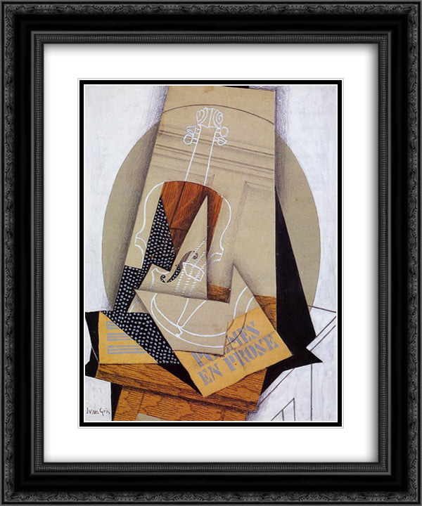 Composition with Violin 20x24 Black Ornate Wood Framed Art Print Poster with Double Matting by Gris, Juan