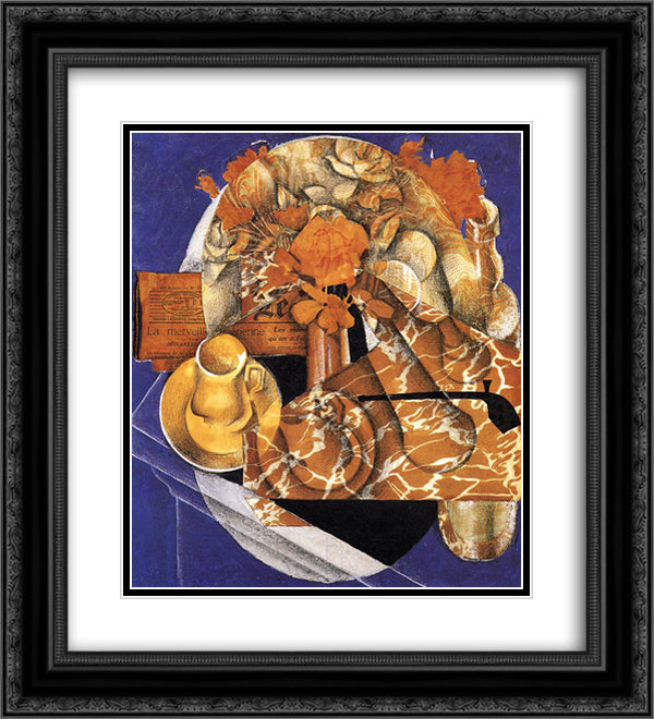 Flowers 20x22 Black Ornate Wood Framed Art Print Poster with Double Matting by Gris, Juan