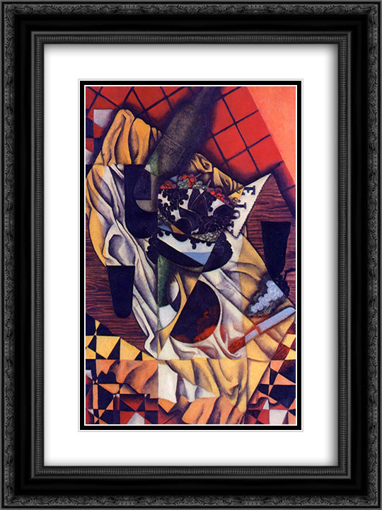 Grapes 18x24 Black Ornate Wood Framed Art Print Poster with Double Matting by Gris, Juan