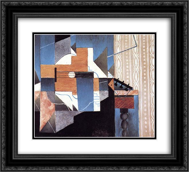 Guitar on the Table 22x20 Black Ornate Wood Framed Art Print Poster with Double Matting by Gris, Juan