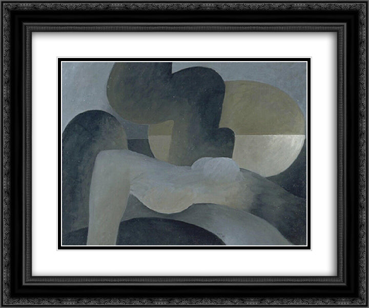 Large reclining nude 24x20 Black Ornate Wood Framed Art Print Poster with Double Matting by Gris, Juan