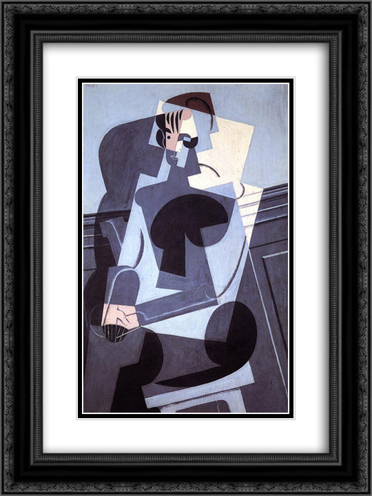Portrait of Madame Josette Gris 18x24 Black Ornate Wood Framed Art Print Poster with Double Matting by Gris, Juan