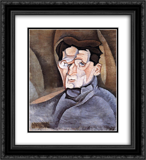 Portrait of Maurice Raynal 20x22 Black Ornate Wood Framed Art Print Poster with Double Matting by Gris, Juan