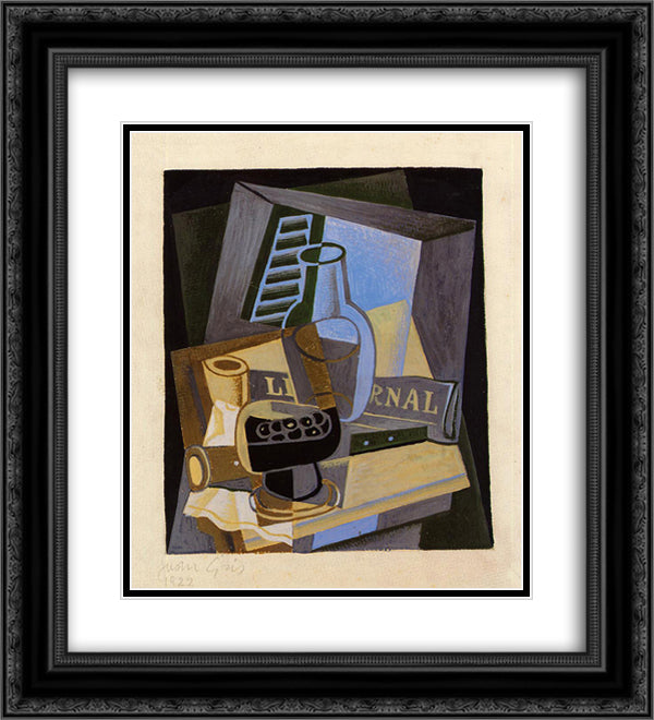 Still Life in Front of the Wiindow 20x22 Black Ornate Wood Framed Art Print Poster with Double Matting by Gris, Juan