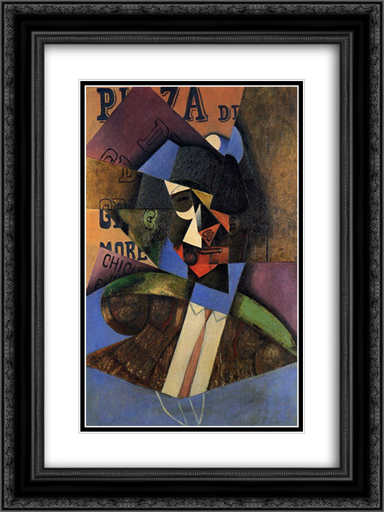 The Bull Fighter 18x24 Black Ornate Wood Framed Art Print Poster with Double Matting by Gris, Juan