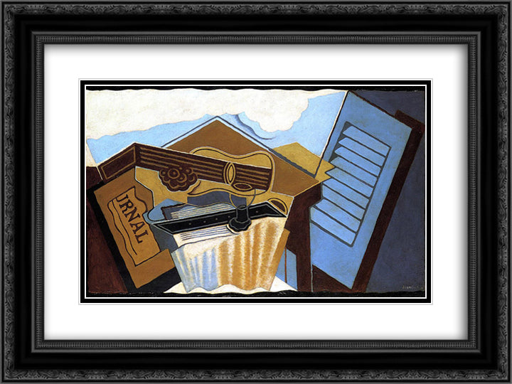 The Cloud 24x18 Black Ornate Wood Framed Art Print Poster with Double Matting by Gris, Juan