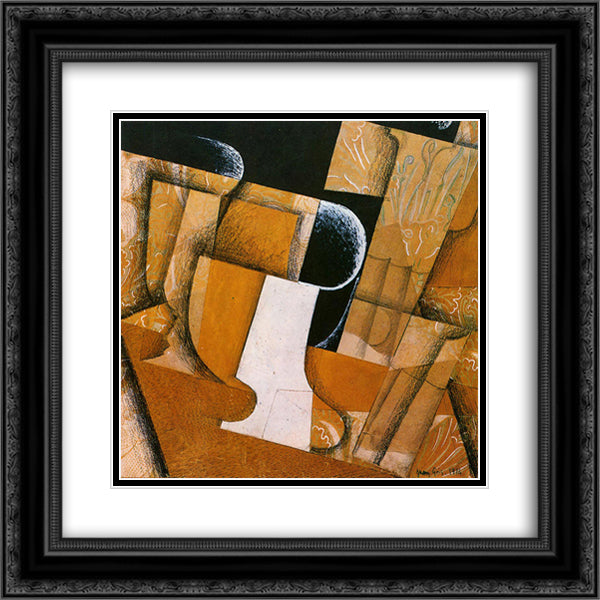 The Glass ( The Fruit Bowl) 20x20 Black Ornate Wood Framed Art Print Poster with Double Matting by Gris, Juan