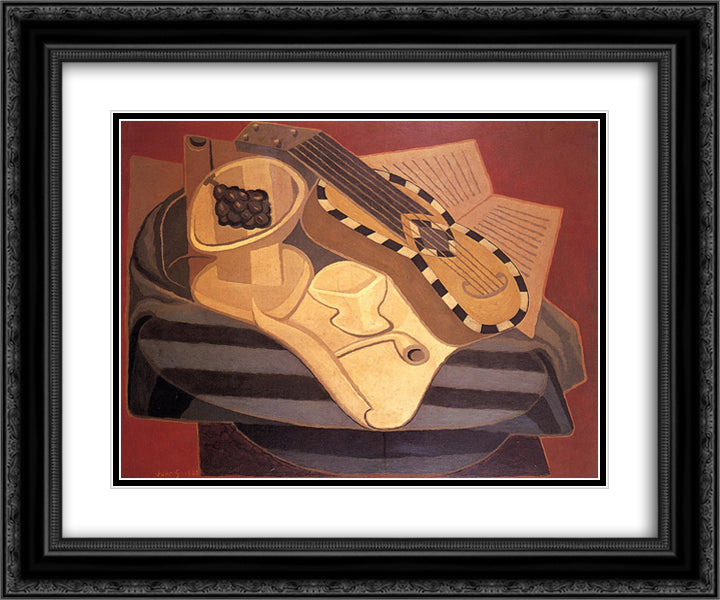 The Guitar with Inlay 24x20 Black Ornate Wood Framed Art Print Poster with Double Matting by Gris, Juan