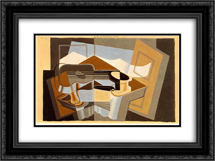 The mountain 'Le Canigou' 24x18 Black Ornate Wood Framed Art Print Poster with Double Matting by Gris, Juan