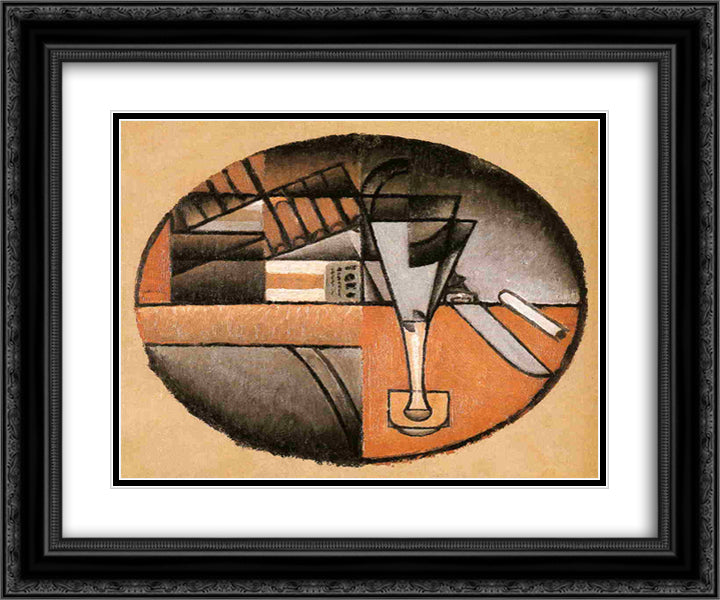 The Packet of Cigars 24x20 Black Ornate Wood Framed Art Print Poster with Double Matting by Gris, Juan