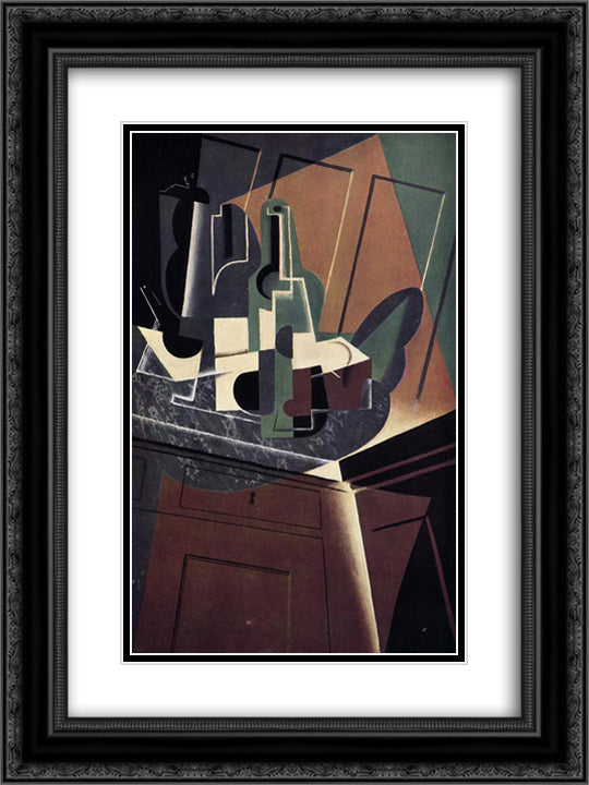 The Sideboard 18x24 Black Ornate Wood Framed Art Print Poster with Double Matting by Gris, Juan