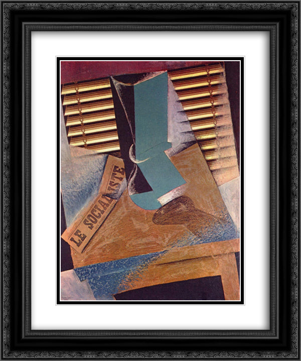 The Sunblind 20x24 Black Ornate Wood Framed Art Print Poster with Double Matting by Gris, Juan
