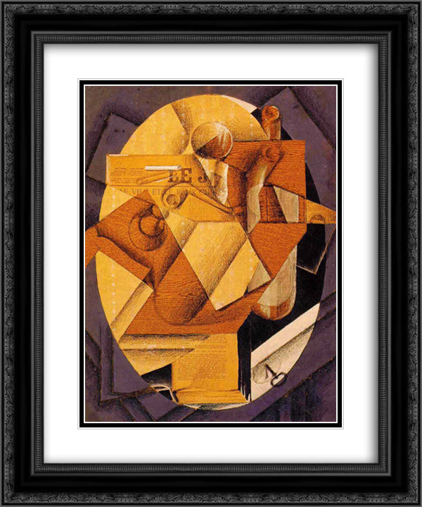 The Table 20x24 Black Ornate Wood Framed Art Print Poster with Double Matting by Gris, Juan