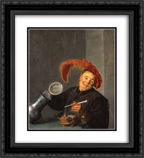 Jolly Toper 20x22 Black Ornate Wood Framed Art Print Poster with Double Matting by Leyster, Judith