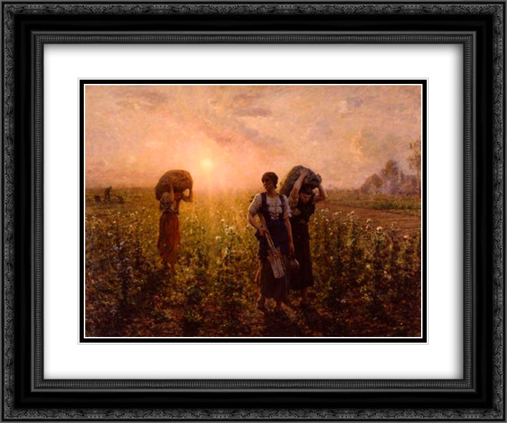 Fin du travail (also known as A travers champs) 24x20 Black Ornate Wood Framed Art Print Poster with Double Matting by Breton, Jules