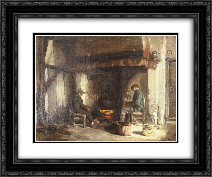 Interior in Kempen 24x20 Black Ornate Wood Framed Art Print Poster with Double Matting by Breton, Jules