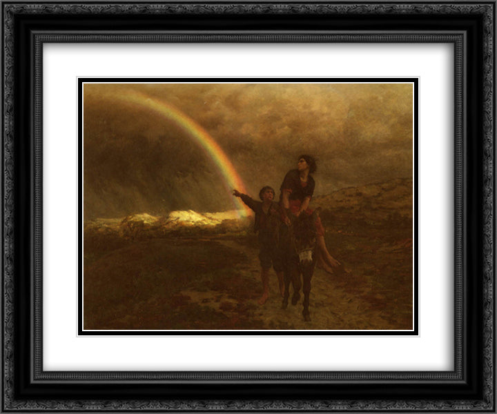 Rainbow 24x20 Black Ornate Wood Framed Art Print Poster with Double Matting by Breton, Jules