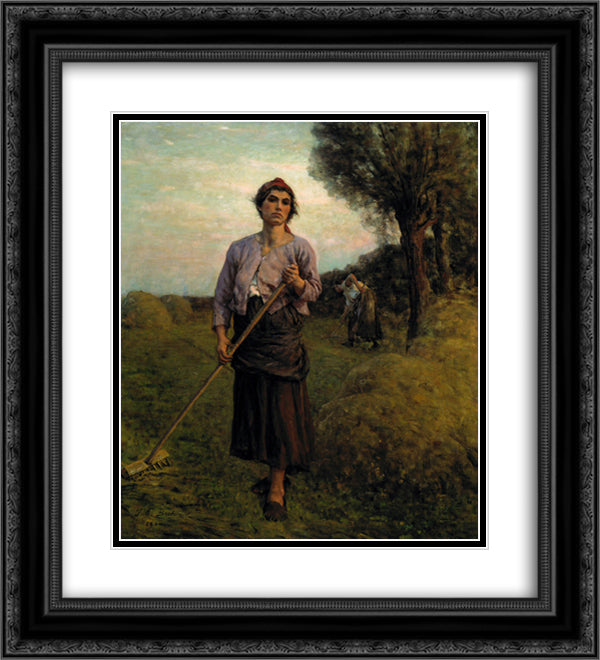 The Gleaner 20x22 Black Ornate Wood Framed Art Print Poster with Double Matting by Breton, Jules