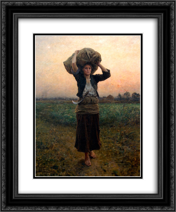 The Shepherd's Star 20x24 Black Ornate Wood Framed Art Print Poster with Double Matting by Breton, Jules