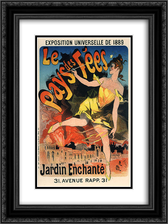 Exposition Universelle 1889, Le Pays des Fees 18x24 Black Ornate Wood Framed Art Print Poster with Double Matting by Cheret, Jules