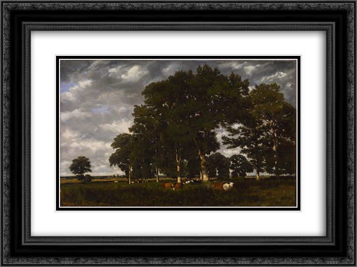 A Bright Day 24x18 Black Ornate Wood Framed Art Print Poster with Double Matting by Dupre, Jules