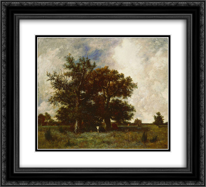 Fontainebleau Oaks 22x20 Black Ornate Wood Framed Art Print Poster with Double Matting by Dupre, Jules