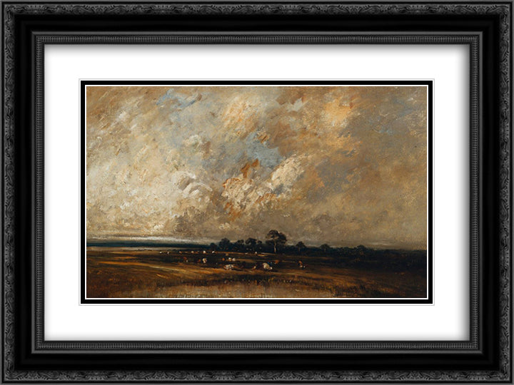 Landscape 24x18 Black Ornate Wood Framed Art Print Poster with Double Matting by Dupre, Jules