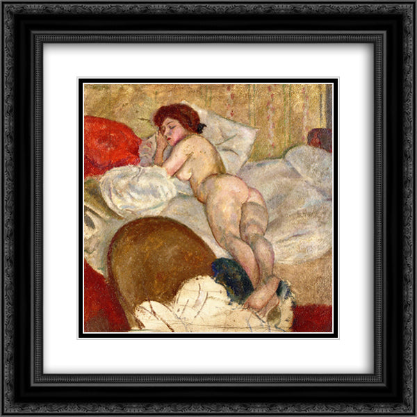 In the Hotel Room 20x20 Black Ornate Wood Framed Art Print Poster with Double Matting by Pascin, Jules
